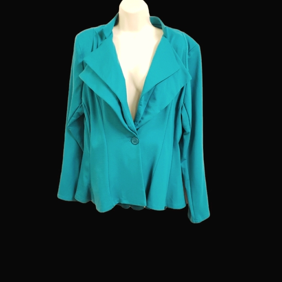 Hybrid & Company Women Double Notch Lapel Sharp Shoulder Pad Office Blazer 2xl - Picture 5 of 12